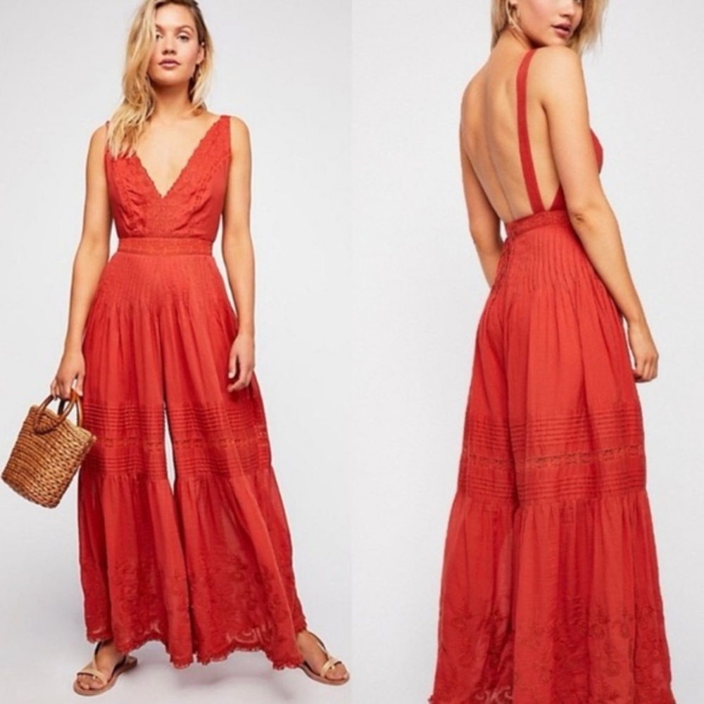 Free People Lace Wide Leg Jumpsuit